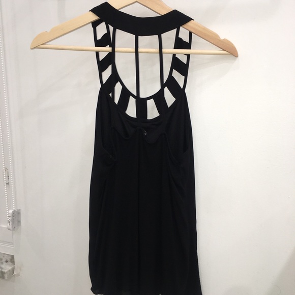 Express Tops - Black Express Cut Out Tank Top